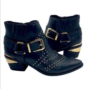 Aldo Black Booties with Gold Studs